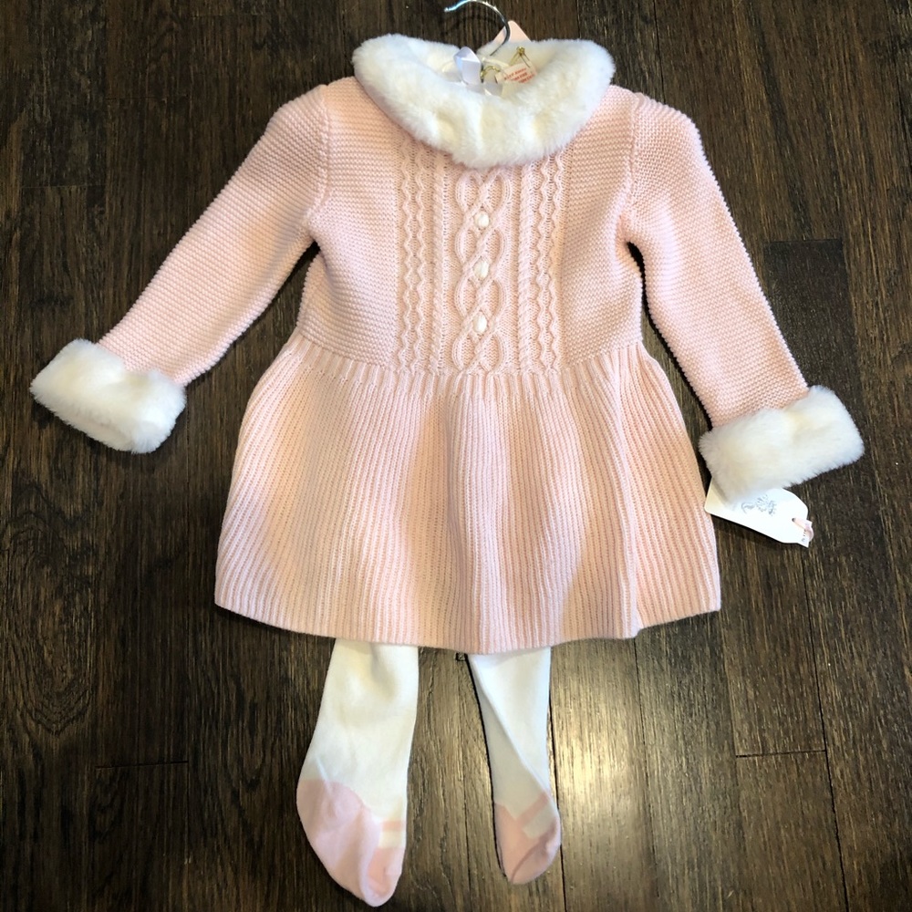 Rachel Ashwell 6-9m girls sweater dress w/ tights
